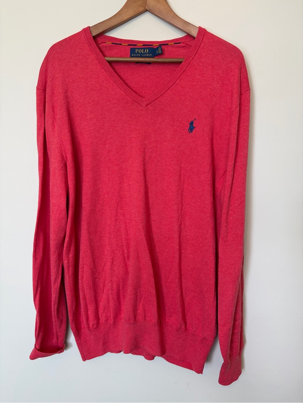 Polo by Ralph Lauren  Men's Pima cotton red V-Neck Sweater